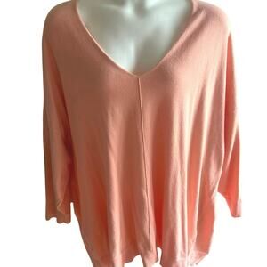 Torrid Plus 6X Soft Girl Summer Peach Pink Knit Sweater‎ V-Neck Lightweight Cozy